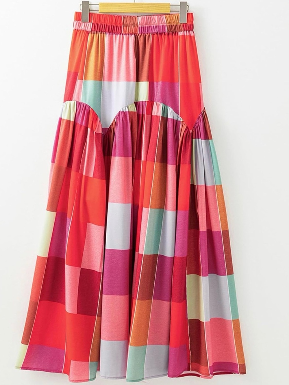Vibrant Multicolor Tiered Maxi Skirt with Elastic Waist